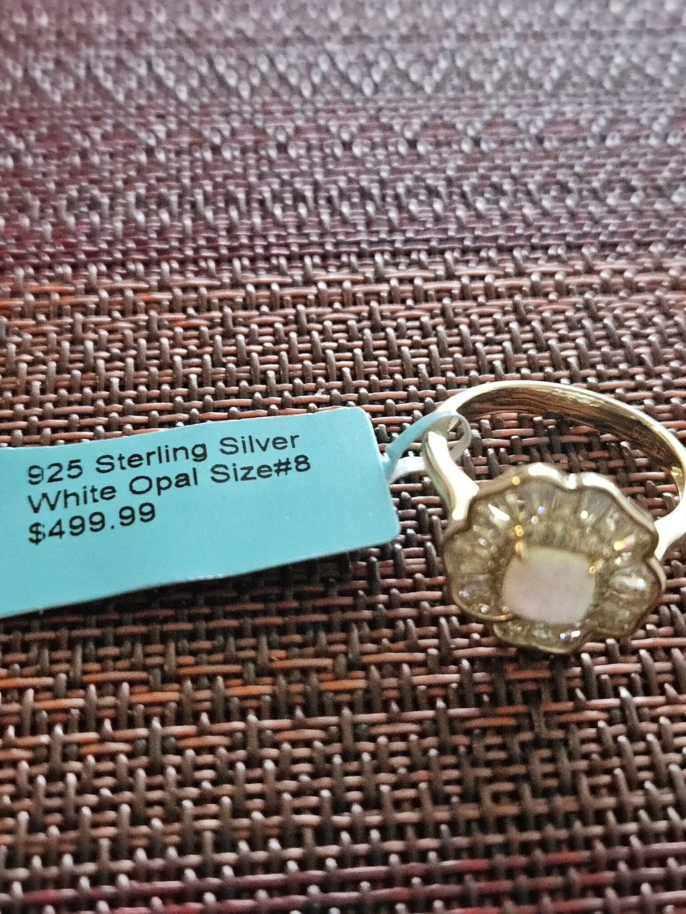 14 Ct Gold Over Sterling Silver Opal Flower Halo Ring - Size 8 - Picture 3 of 4